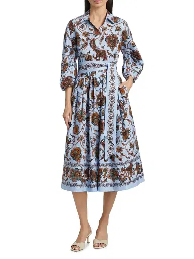 Cara Cara Women's Raya Floral Tie-Waist Dress - Marcel Blue | Thumbnail 3 Cara Cara Women's Raya Floral Tie-Waist Dress - Marcel Blue | Thumbnail 3