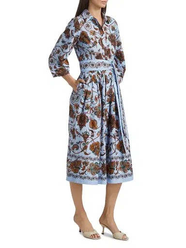 Cara Cara Women's Raya Floral Tie-Waist Dress - Marcel Blue | Thumbnail 4 Cara Cara Women's Raya Floral Tie-Waist Dress - Marcel Blue | Thumbnail 4