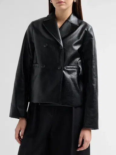 rag & bone Women's Finley Faux Leather Coat - Black | Thumbnail 4 rag & bone Women's Finley Faux Leather Coat - Black | Thumbnail 4