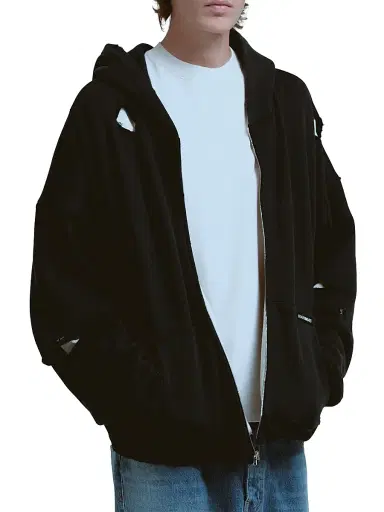 Nahmias Men's Thermal-Lined Zip-Front Hoodie - Aged Black | Thumbnail 3 Nahmias Men's Thermal-Lined Zip-Front Hoodie - Aged Black | Thumbnail 3