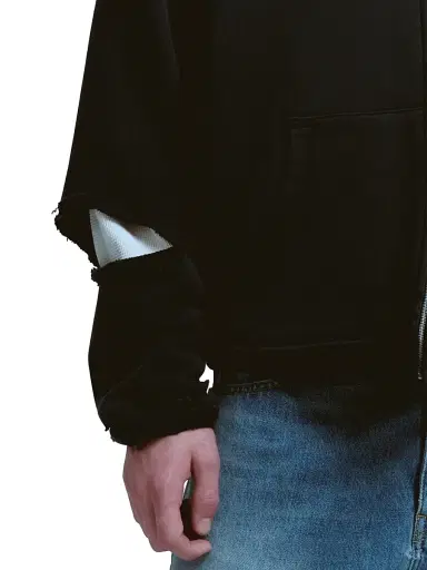 Nahmias Men's Thermal-Lined Zip-Front Hoodie - Aged Black | Thumbnail 4 Nahmias Men's Thermal-Lined Zip-Front Hoodie - Aged Black | Thumbnail 4