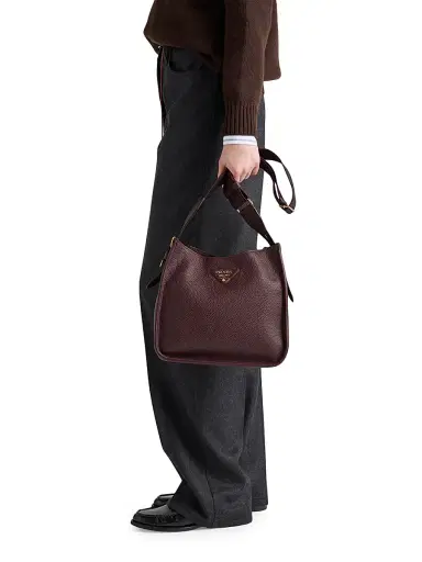 Prada Women's Leather Shoulder Bag - Dark Red | Thumbnail 2 Prada Women's Leather Shoulder Bag - Dark Red | Thumbnail 2
