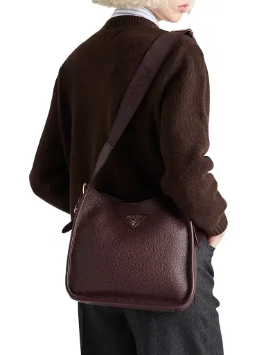 Prada Women's Leather Shoulder Bag - Dark Red | Thumbnail 8 Prada Women's Leather Shoulder Bag - Dark Red | Thumbnail 8