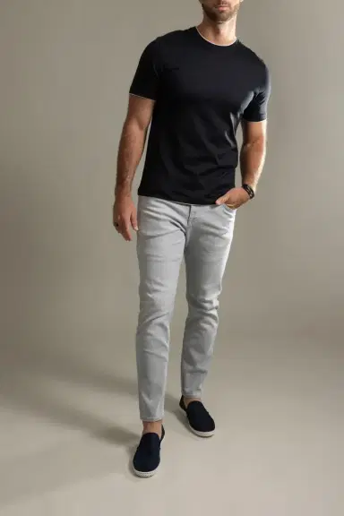 ELEVENTY Crewneck Contrast Tee - Black Sand | Thumbnail 2 ELEVENTY Crewneck Contrast Tee - Black Sand | Thumbnail 2