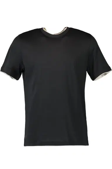 ELEVENTY Crewneck Contrast Tee - Black Sand | Thumbnail 1 ELEVENTY Crewneck Contrast Tee - Black Sand | Thumbnail 1