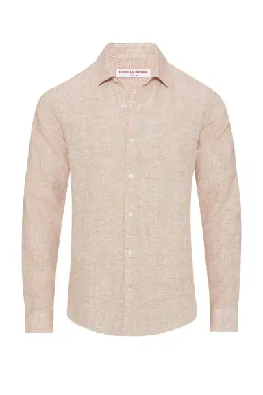 Orlebar Brown Giles Classic Collar Shirt - Pink Sand White | Thumbnail 1 Orlebar Brown Giles Classic Collar Shirt - Pink Sand White | Thumbnail 1