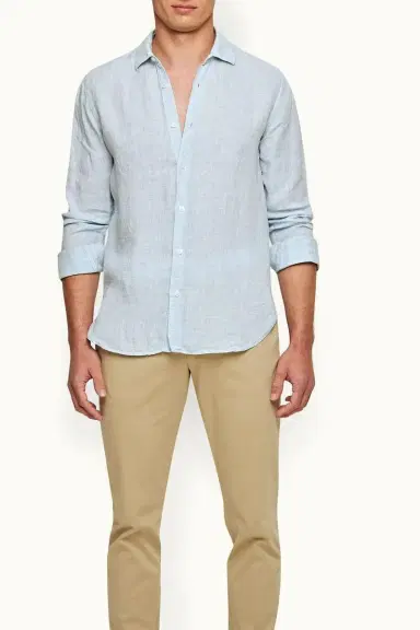 Orlebar Brown Giles Linen Shirt - Pale Blue | Thumbnail 2 Orlebar Brown Giles Linen Shirt - Pale Blue | Thumbnail 2