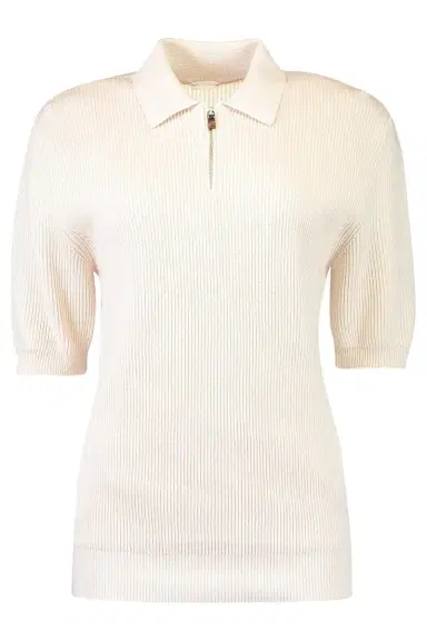ELEVENTY Short Sleeve Half Zip Pullover - Sand | Thumbnail 1 ELEVENTY Short Sleeve Half Zip Pullover - Sand | Thumbnail 1