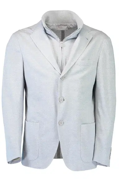 ELEVENTY Single Breasted Collar Jacket - Denim | Thumbnail 1 ELEVENTY Single Breasted Collar Jacket - Denim | Thumbnail 1