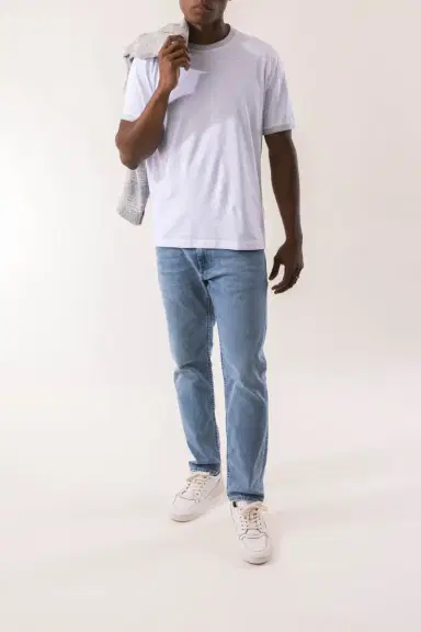 ELEVENTY Tipping Collar Tee - White Gray Sand | Thumbnail 2 ELEVENTY Tipping Collar Tee - White Gray Sand | Thumbnail 2