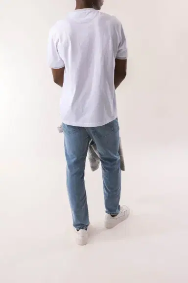 ELEVENTY Tipping Collar Tee - White Gray Sand | Thumbnail 4 ELEVENTY Tipping Collar Tee - White Gray Sand | Thumbnail 4