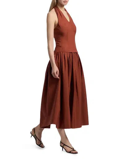 A.L.C. Women's Nora Halterneck Stretch-Cotton Midi-Dress - Dark Bosco | Thumbnail 4 A.L.C. Women's Nora Halterneck Stretch-Cotton Midi-Dress - Dark Bosco | Thumbnail 4