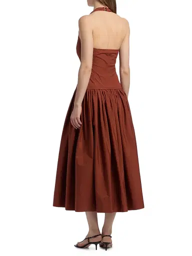 A.L.C. Women's Nora Halterneck Stretch-Cotton Midi-Dress - Dark Bosco | Thumbnail 5 A.L.C. Women's Nora Halterneck Stretch-Cotton Midi-Dress - Dark Bosco | Thumbnail 5