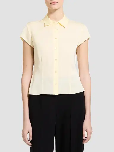 Theory Women's Cap-Sleeve Silk Button-Front Shirt - Sunbeam | Thumbnail 4 Theory Women's Cap-Sleeve Silk Button-Front Shirt - Sunbeam | Thumbnail 4