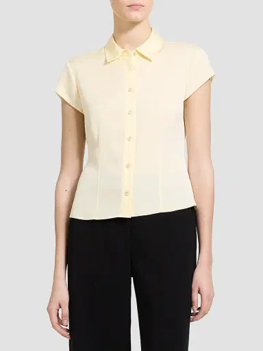 Theory Women's Cap-Sleeve Silk Button-Front Shirt - Sunbeam | Thumbnail 5 Theory Women's Cap-Sleeve Silk Button-Front Shirt - Sunbeam | Thumbnail 5