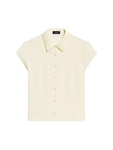 Theory Women's Cap-Sleeve Silk Button-Front Shirt - Sunbeam | Thumbnail 1 Theory Women's Cap-Sleeve Silk Button-Front Shirt - Sunbeam | Thumbnail 1