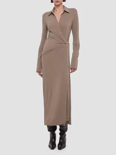 Helmut Lang Women's Twisted Maxi-Shirtdress - Fallen Rock | Thumbnail 2 Helmut Lang Women's Twisted Maxi-Shirtdress - Fallen Rock | Thumbnail 2