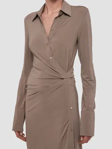 Helmut Lang Women's Twisted Maxi-Shirtdress - Fallen Rock | Thumbnail 5 Helmut Lang Women's Twisted Maxi-Shirtdress - Fallen Rock | Thumbnail 5