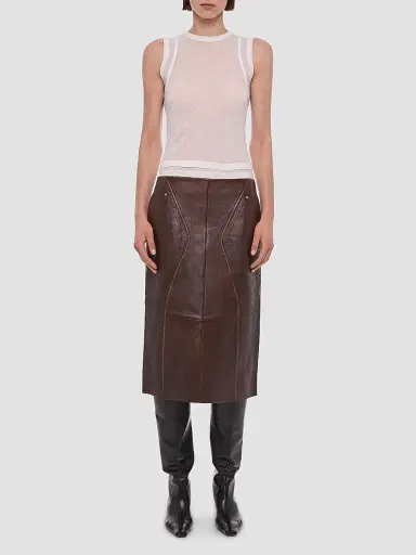 Helmut Lang Women's Leather Saddle Skirt - Saddle | Thumbnail 2 Helmut Lang Women's Leather Saddle Skirt - Saddle | Thumbnail 2