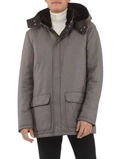 Gorski Men's Wool and Cashmere Blend Parka with Shearling Lining - Taupe | Thumbnail 2 Gorski Men's Wool and Cashmere Blend Parka with Shearling Lining - Taupe | Thumbnail 2