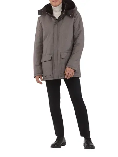 Gorski Men's Wool and Cashmere Blend Parka with Shearling Lining - Taupe | Thumbnail 4 Gorski Men's Wool and Cashmere Blend Parka with Shearling Lining - Taupe | Thumbnail 4