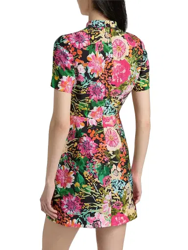 Saloni Women's Floral Draped Minidress - Aster Fuchsia | Thumbnail 5 Saloni Women's Floral Draped Minidress - Aster Fuchsia | Thumbnail 5