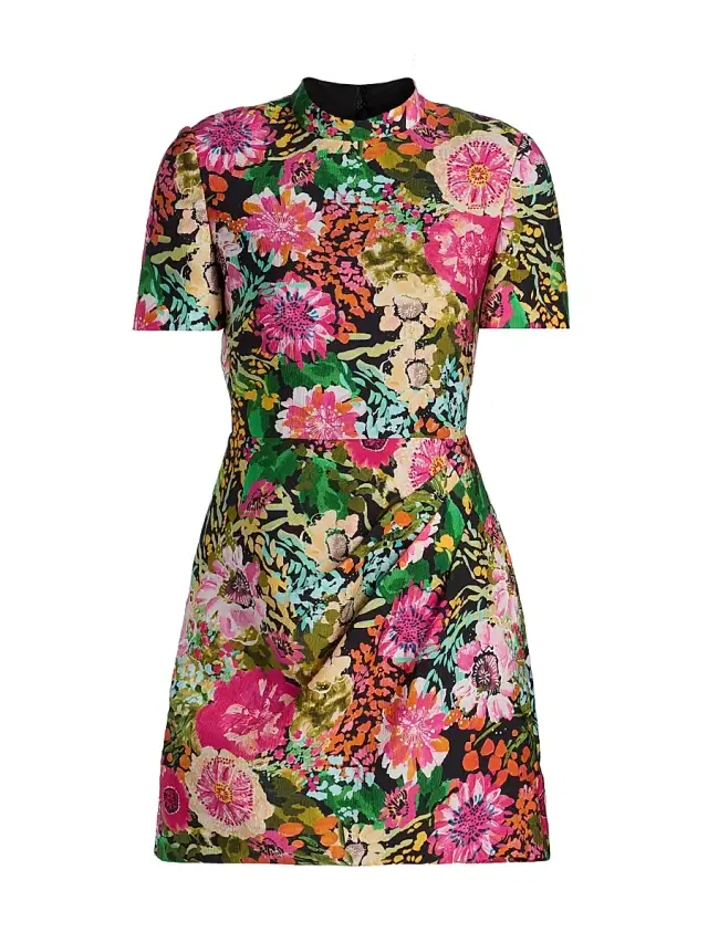 Women's Floral Draped Minidress - Aster Fuchsia Women's Floral Draped Minidress - Aster Fuchsia
