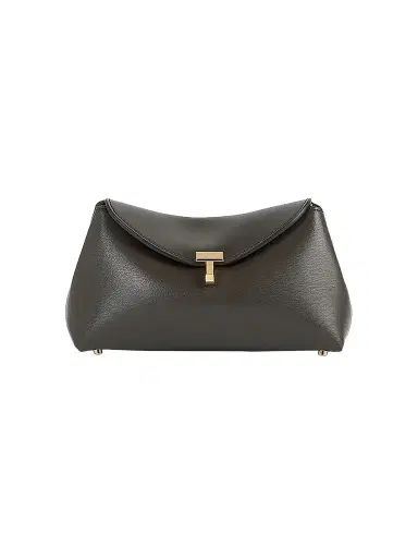 TOTEME Women's T-Lock Mini Leather Clutch - Bark | Thumbnail 1 TOTEME Women's T-Lock Mini Leather Clutch - Bark | Thumbnail 1