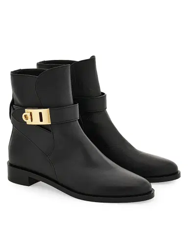 Ferragamo Women's Zanira Leather Ankle Boots - Nero | Thumbnail 3 Ferragamo Women's Zanira Leather Ankle Boots - Nero | Thumbnail 3