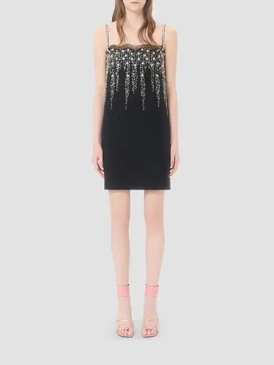 Valentino Garavani Women's Embroidered Crepe Couture Short Dress - Black | Thumbnail 2 Valentino Garavani Women's Embroidered Crepe Couture Short Dress - Black | Thumbnail 2