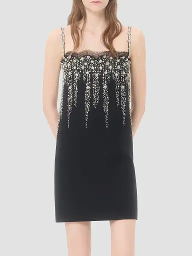 Valentino Garavani Women's Embroidered Crepe Couture Short Dress - Black | Thumbnail 3 Valentino Garavani Women's Embroidered Crepe Couture Short Dress - Black | Thumbnail 3