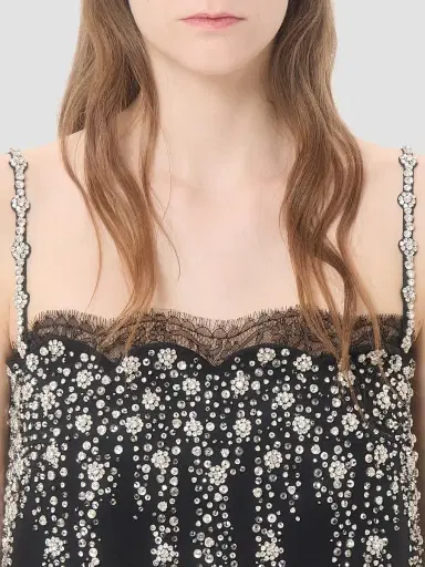 Valentino Garavani Women's Embroidered Crepe Couture Short Dress - Black | Thumbnail 6 Valentino Garavani Women's Embroidered Crepe Couture Short Dress - Black | Thumbnail 6