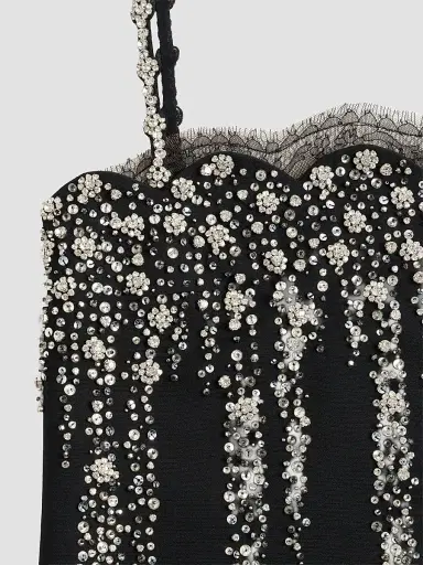 Valentino Garavani Women's Embroidered Crepe Couture Short Dress - Black | Thumbnail 7 Valentino Garavani Women's Embroidered Crepe Couture Short Dress - Black | Thumbnail 7