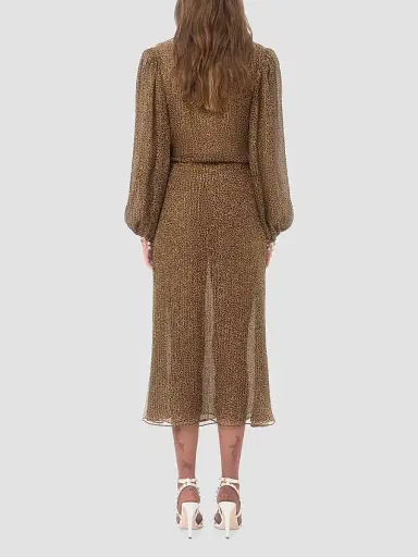 Valentino Garavani Women's Creponne Lamé Dress With Embroidered Fauve Eclat Print - Animal Print | Thumbnail 5 Valentino Garavani Women's Creponne Lamé Dress With Embroidered Fauve Eclat Print - Animal Print | Thumbnail 5