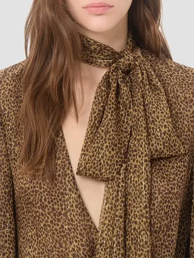 Valentino Garavani Women's Creponne Lamé Dress With Embroidered Fauve Eclat Print - Animal Print | Thumbnail 6 Valentino Garavani Women's Creponne Lamé Dress With Embroidered Fauve Eclat Print - Animal Print | Thumbnail 6