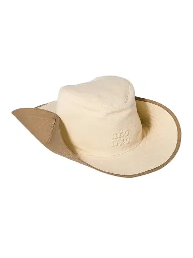 Miu Miu Women's Drill Cowboy Hat - Beige Khaki | Thumbnail 1 Miu Miu Women's Drill Cowboy Hat - Beige Khaki | Thumbnail 1