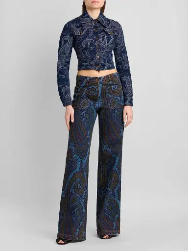 Etro Women's Paisley Cotton-Blend Flared Jeans - Printed Blue | Thumbnail 2 Etro Women's Paisley Cotton-Blend Flared Jeans - Printed Blue | Thumbnail 2