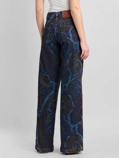 Etro Women's Paisley Cotton-Blend Flared Jeans - Printed Blue | Thumbnail 3 Etro Women's Paisley Cotton-Blend Flared Jeans - Printed Blue | Thumbnail 3