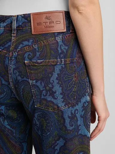 Etro Women's Paisley Cotton-Blend Flared Jeans - Printed Blue | Thumbnail 5 Etro Women's Paisley Cotton-Blend Flared Jeans - Printed Blue | Thumbnail 5