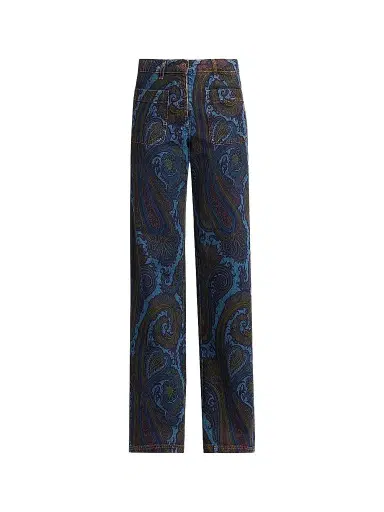 Etro Women's Paisley Cotton-Blend Flared Jeans - Printed Blue | Thumbnail 1 Etro Women's Paisley Cotton-Blend Flared Jeans - Printed Blue | Thumbnail 1