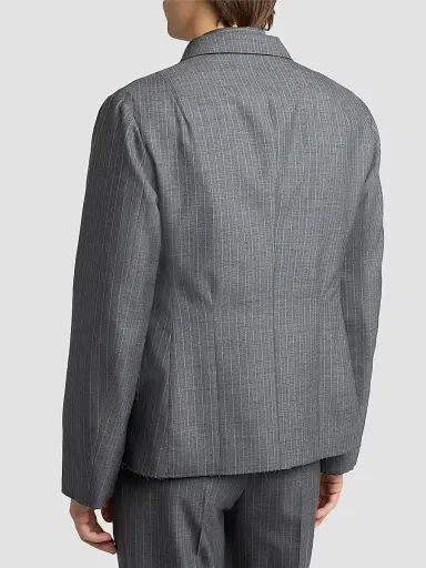 Jil Sander Men's Pinstripe Check Wool Jacket - Koala | Thumbnail 3 Jil Sander Men's Pinstripe Check Wool Jacket - Koala | Thumbnail 3