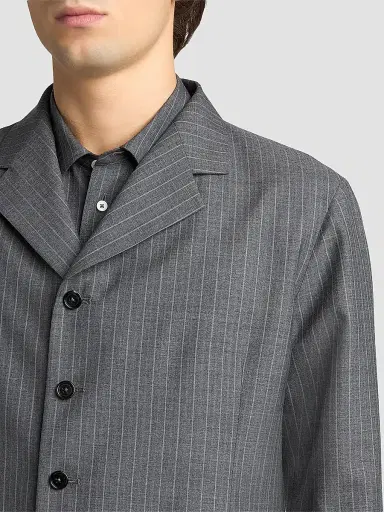 Jil Sander Men's Pinstripe Check Wool Jacket - Koala | Thumbnail 5 Jil Sander Men's Pinstripe Check Wool Jacket - Koala | Thumbnail 5