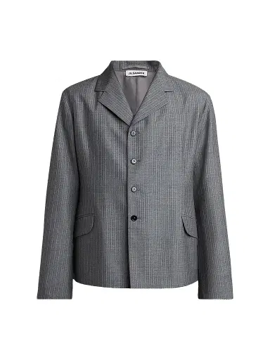Jil Sander Men's Pinstripe Check Wool Jacket - Koala | Thumbnail 1 Jil Sander Men's Pinstripe Check Wool Jacket - Koala | Thumbnail 1