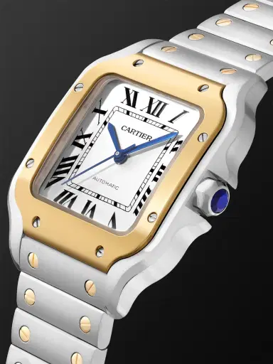Cartier Santos de Medium Automatic 35.1mm Interchangeable 18-Karat Gold, Stainless Steel and Leather Watch, Ref. No. W2SA0016 - Men | Thumbnail 3 Cartier Santos de Medium Automatic 35.1mm Interchangeable 18-Karat Gold, Stainless Steel and Leather Watch, Ref. No. W2SA0016 - Men | Thumbnail 3