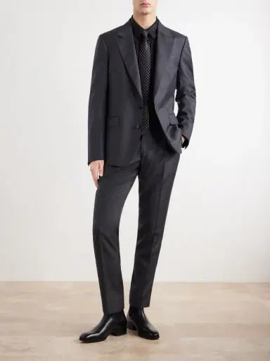 Dolce & Gabbana Straight-Leg Pleated Pinstriped Virgin Wool Trousers - Men | Thumbnail 2 Dolce & Gabbana Straight-Leg Pleated Pinstriped Virgin Wool Trousers - Men | Thumbnail 2