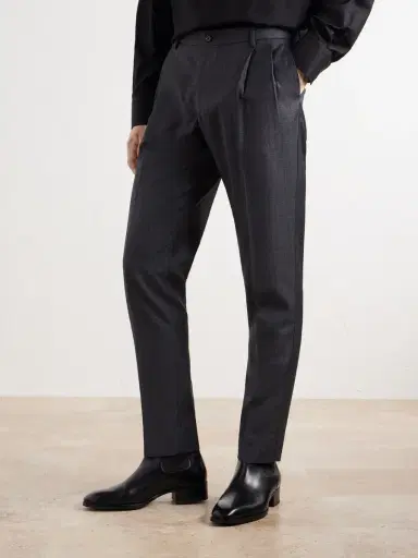 Dolce & Gabbana Straight-Leg Pleated Pinstriped Virgin Wool Trousers - Men | Thumbnail 3 Dolce & Gabbana Straight-Leg Pleated Pinstriped Virgin Wool Trousers - Men | Thumbnail 3