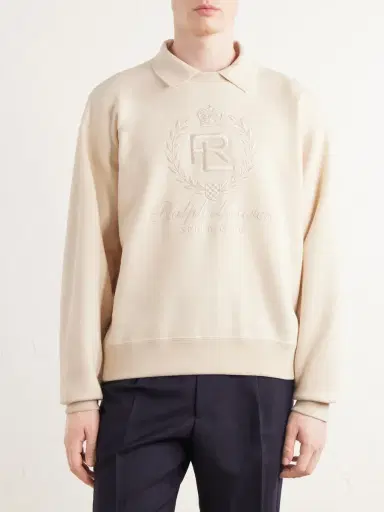 Ralph Lauren Purple Label Logo-Embroidered Cotton-Jersey Polo Sweatshirt - Men | Thumbnail 3 Ralph Lauren Purple Label Logo-Embroidered Cotton-Jersey Polo Sweatshirt - Men | Thumbnail 3