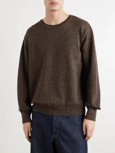 Folk Perforated Mélange Merino Wool Sweater - Men | Thumbnail 3 Folk Perforated Mélange Merino Wool Sweater - Men | Thumbnail 3