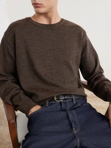 Folk Perforated Mélange Merino Wool Sweater - Men | Thumbnail 5 Folk Perforated Mélange Merino Wool Sweater - Men | Thumbnail 5