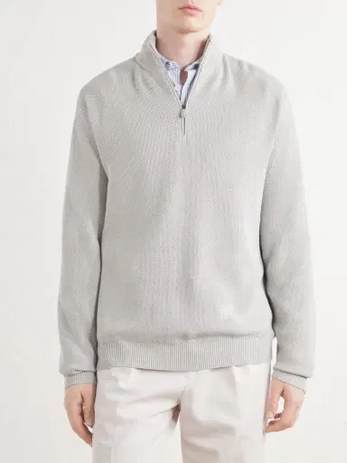 Ralph Lauren Purple Label Silk and Cotton-Blend Half-Zip Sweater - Men | Thumbnail 3 Ralph Lauren Purple Label Silk and Cotton-Blend Half-Zip Sweater - Men | Thumbnail 3